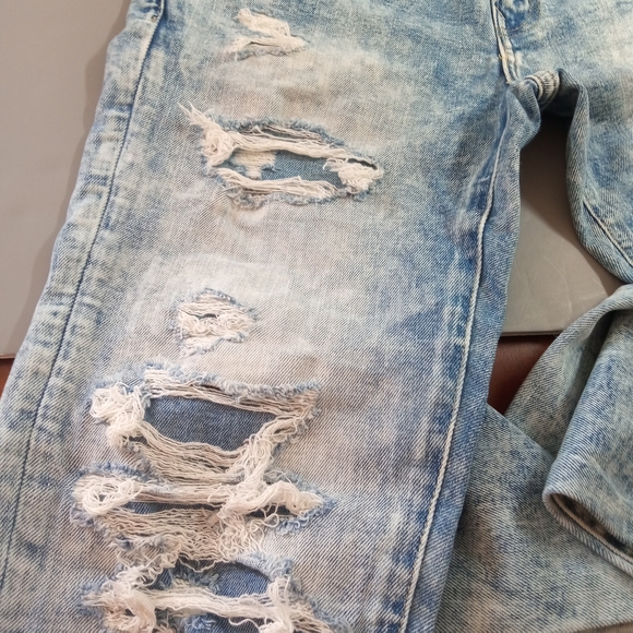 American Eagle Airflex Light Blue Distressed Skinny Jeans Men's Size 29x32 - Picture 7 of 16